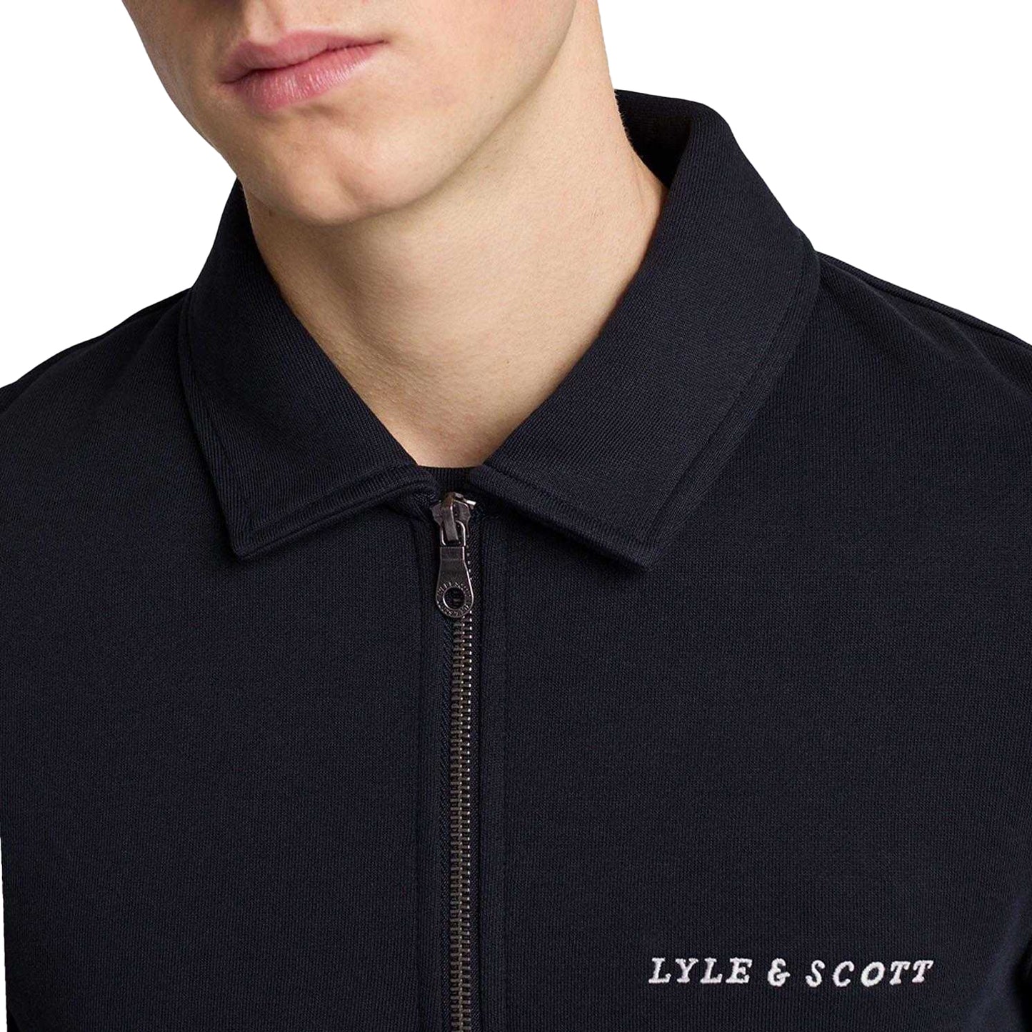 Navy - Pack Shot - Lyle & Scott Mens Embroidered Quarter Zip Sweatshirt