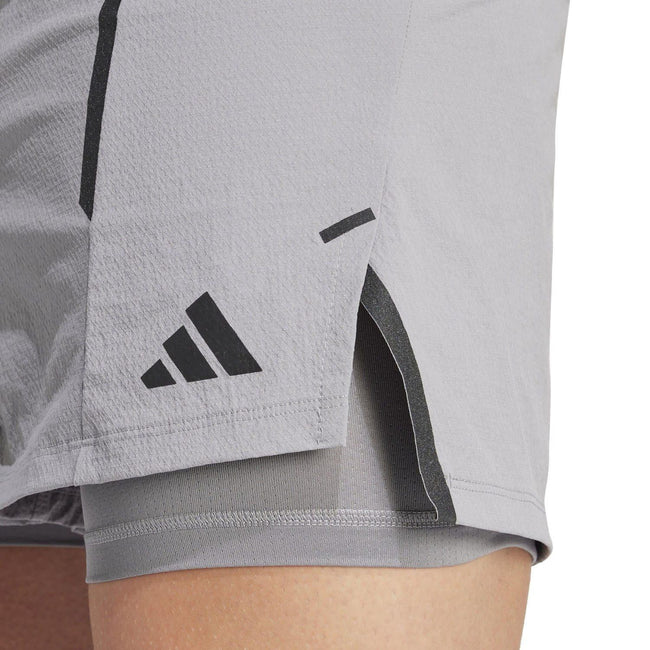 Grey - Side - Adidas Mens D4T Pro Series Adistrong Workout Shorts