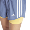 Blue - Side - Adidas Womens-Ladies Own The Run 3 Stripes 2 in 1 Shorts