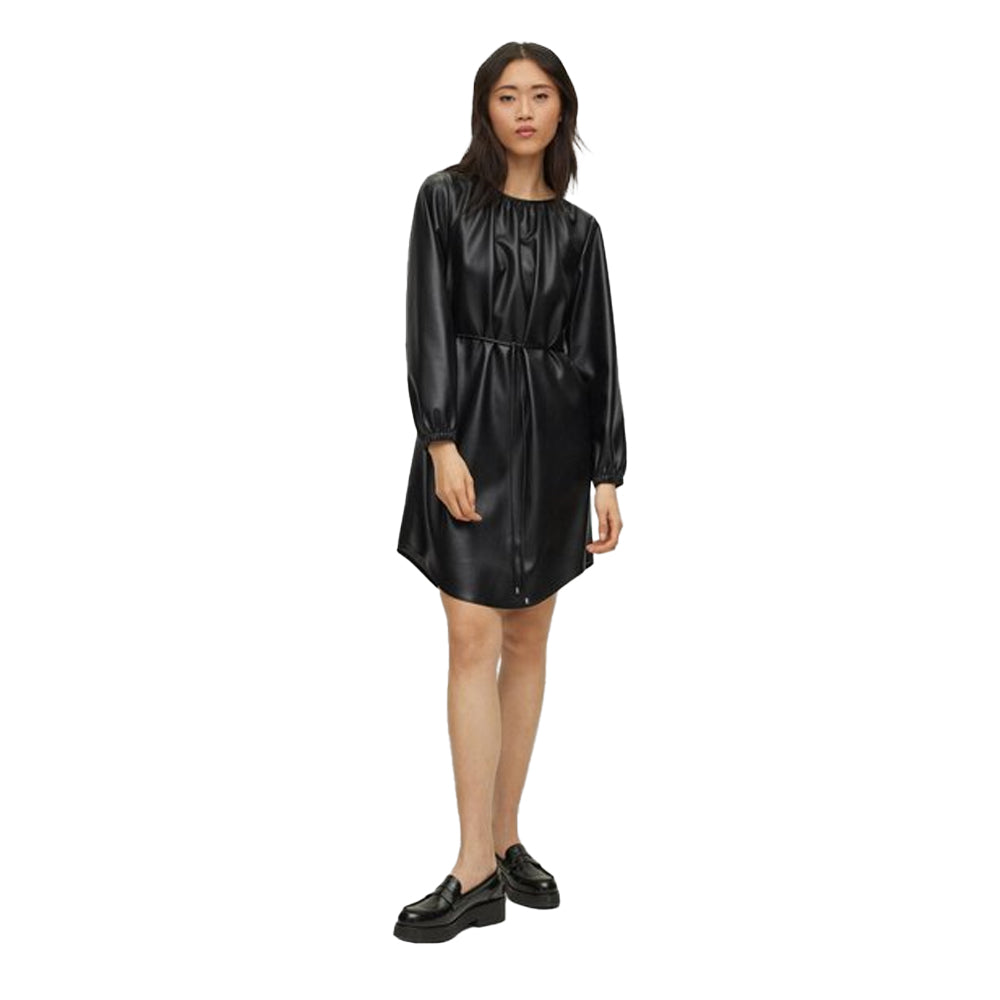 Black - Lifestyle - Hugo Boss Womens-Ladies Dejala Faux Leather Dress