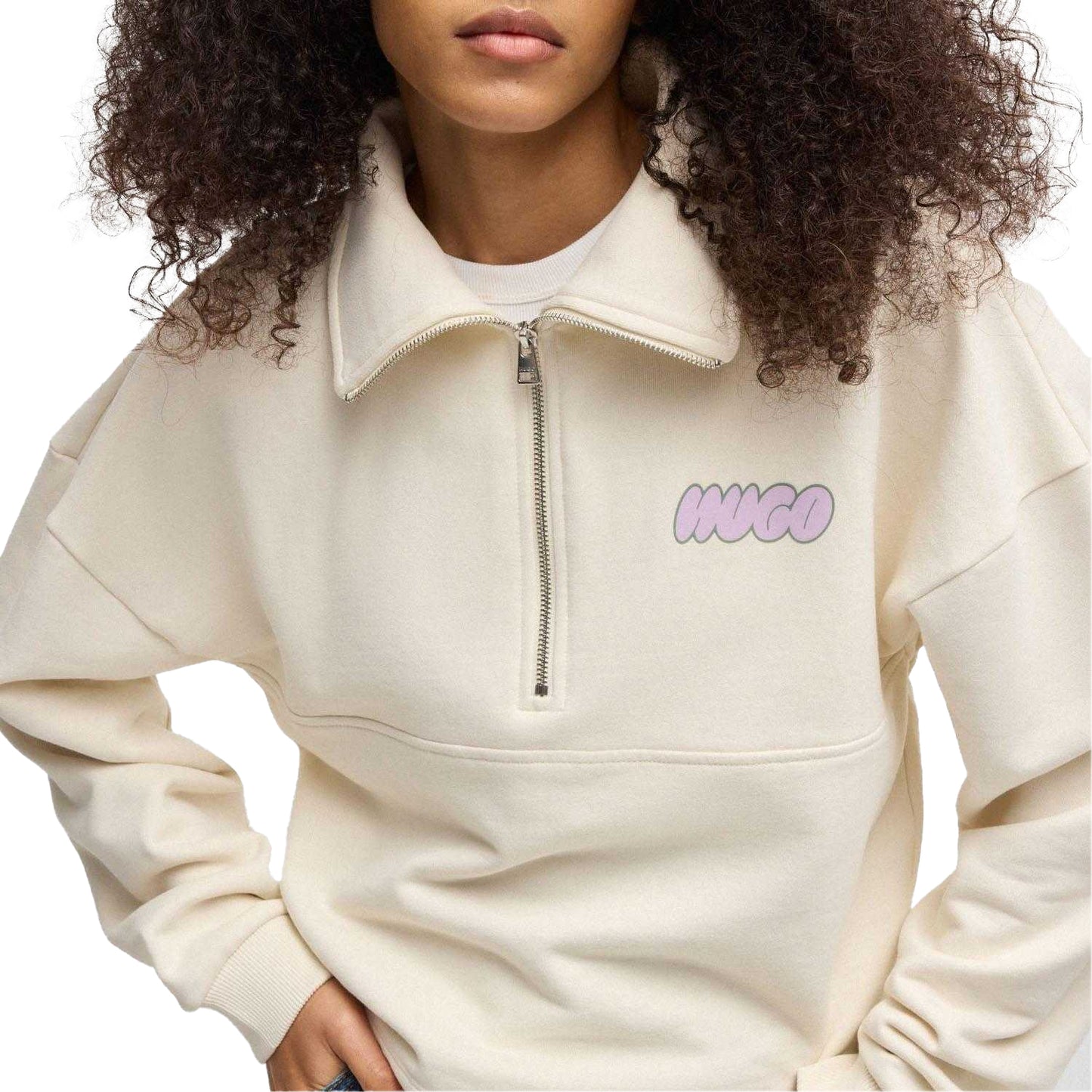 White - Lifestyle - Hugo Womens-Ladies Dahanna B Seasonal Logo Sweatshirt