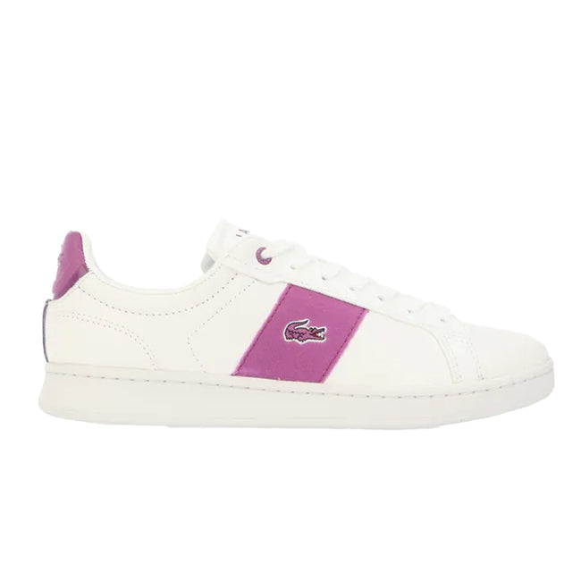 White-Purple - Back - Lacoste Womens-Ladies Carnaby Pro Leather Trainers