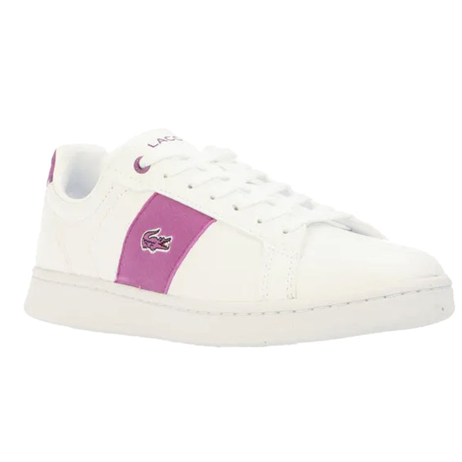 White-Purple - Front - Lacoste Womens-Ladies Carnaby Pro Leather Trainers