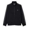 Black - Front - Lacoste Mens Logo Strip Zipped Sweatshirt