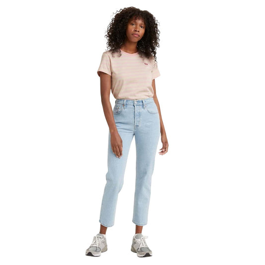 Light Blue - Front - Levis Womens-Ladies 501 Crop Jeans