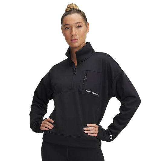 Black - Front - Under Armour Womens-Ladies Fleece Quarter Zip Top