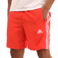 Red - Side - Adidas Mens Essentials Chelsea Aeroready 3 Stripes Shorts
