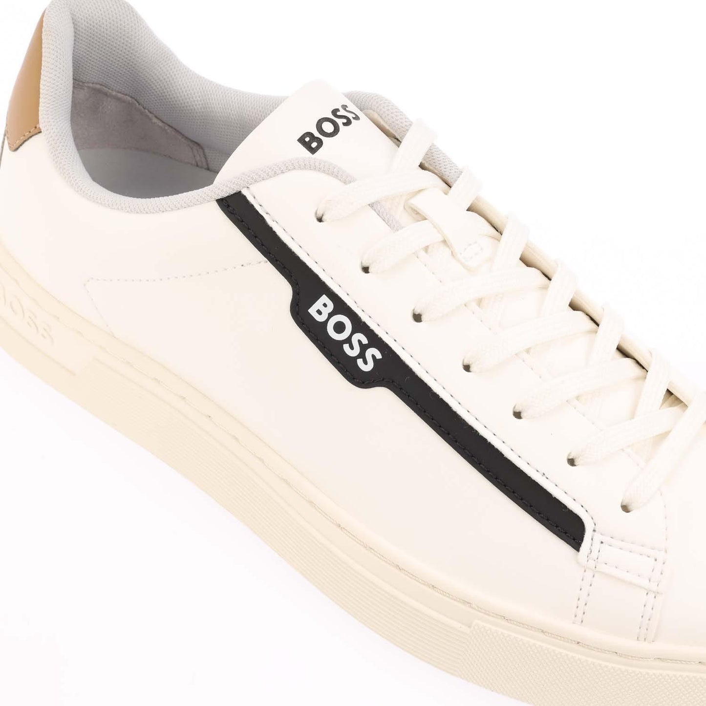 White - Pack Shot - Boss Mens Rhys Suede Tennis Shoes