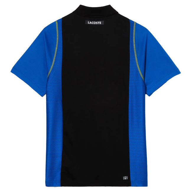 Black-Blue - Back - Lacoste Mens Recycled Polyester Tennis Polo Shirt