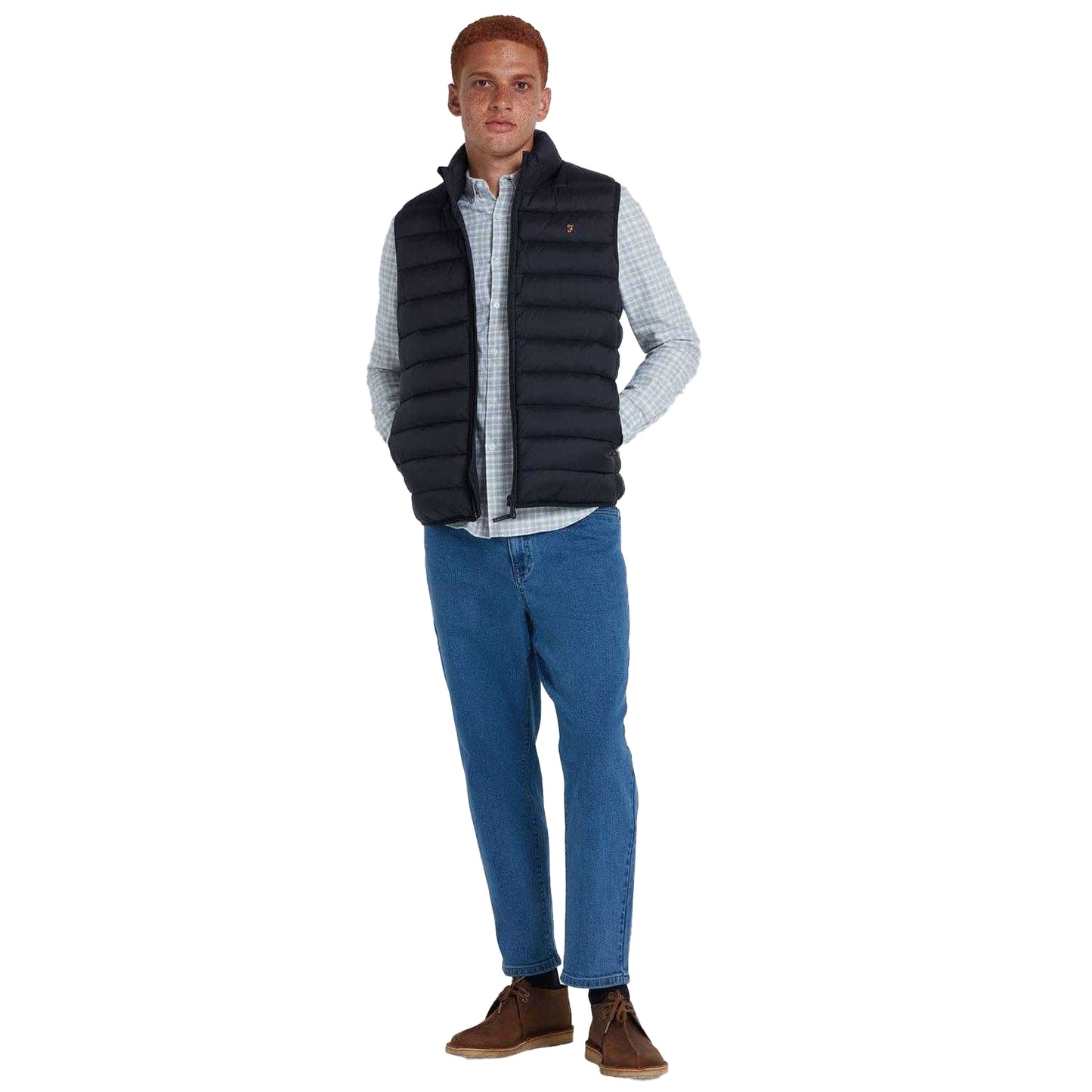 Black - Side - Farah Mens Joel Wadded Gilet
