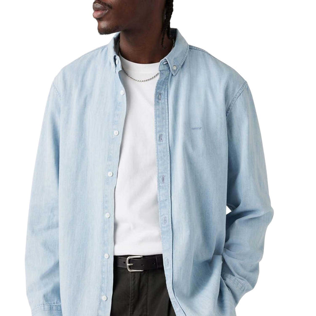 Light Blue - Lifestyle - Levis Mens Authentic Button-Down Long-Sleeved Shirt