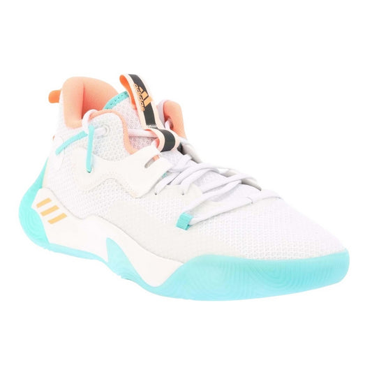 White-Blue-Orange - Front - Adidas Mens Harden Stepback 3 Basketball Shoes