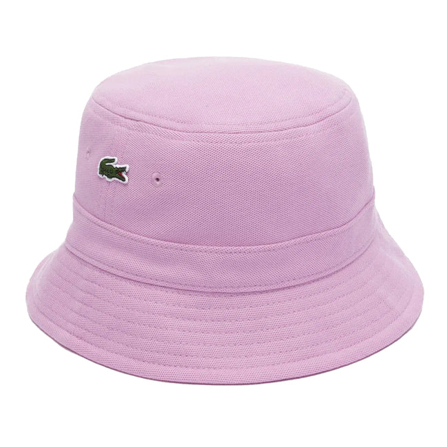 Pink - Side - Lacoste Logo Pique Bucket Hat