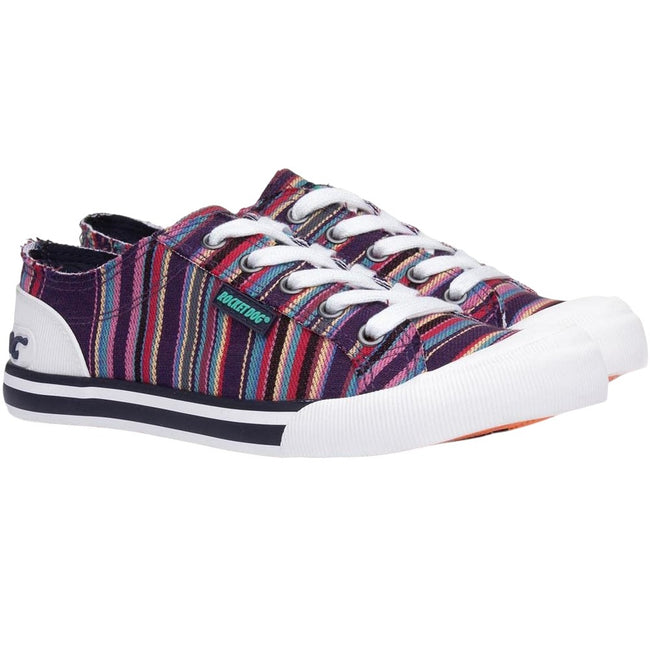 Multicoloured - Front - Rocket Dog Womens-Ladies Jazzin Aloe Stripe Trainers