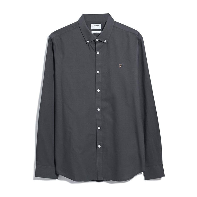 Grey - Back - Farah Mens Brewer Slim Shirt