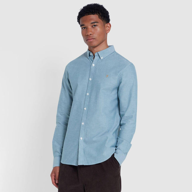 Dark Green - Front - Farah Mens Brewer Slim Shirt