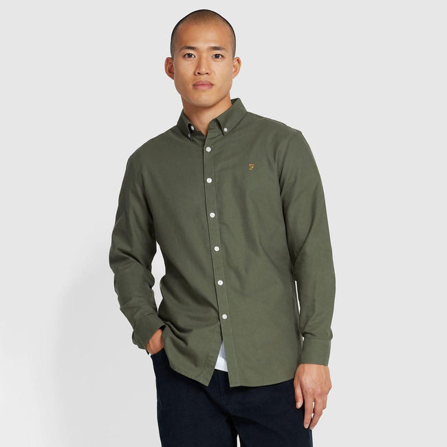 Green - Back - Farah Mens Brewer Slim Shirt