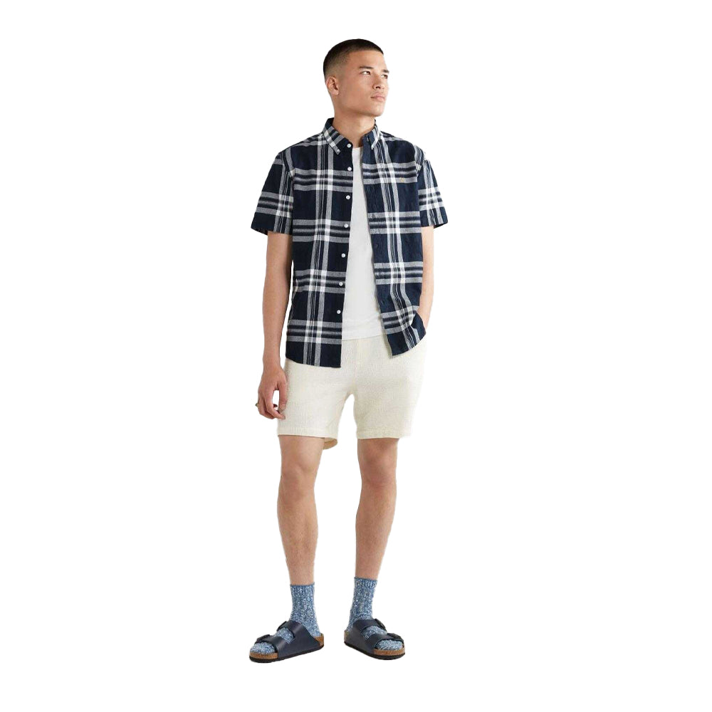 Navy - Side - Farah Mens Kele Bold Check Shirt