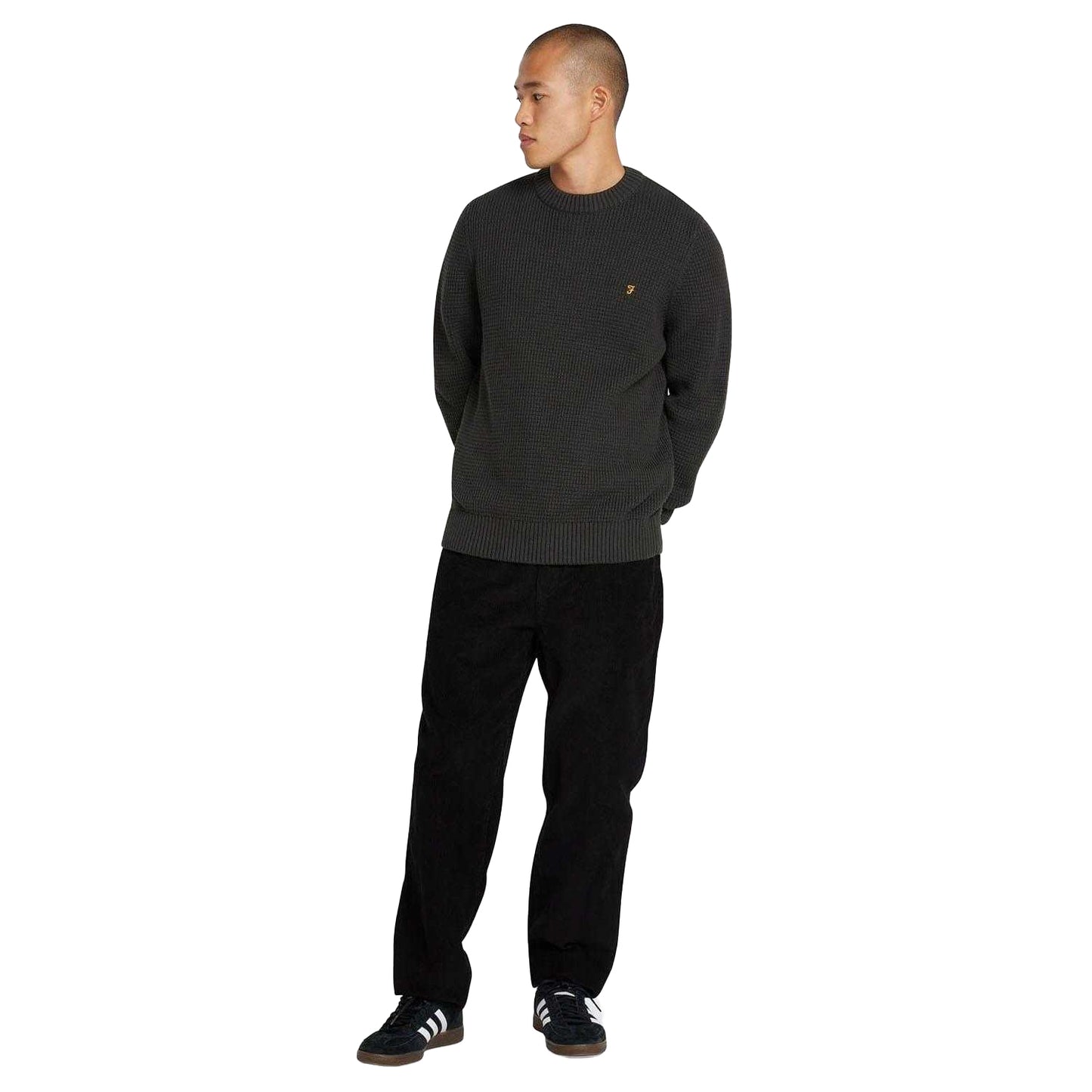 Black - Side - Farah Mens Foraker Crew Neck Sweatshirt