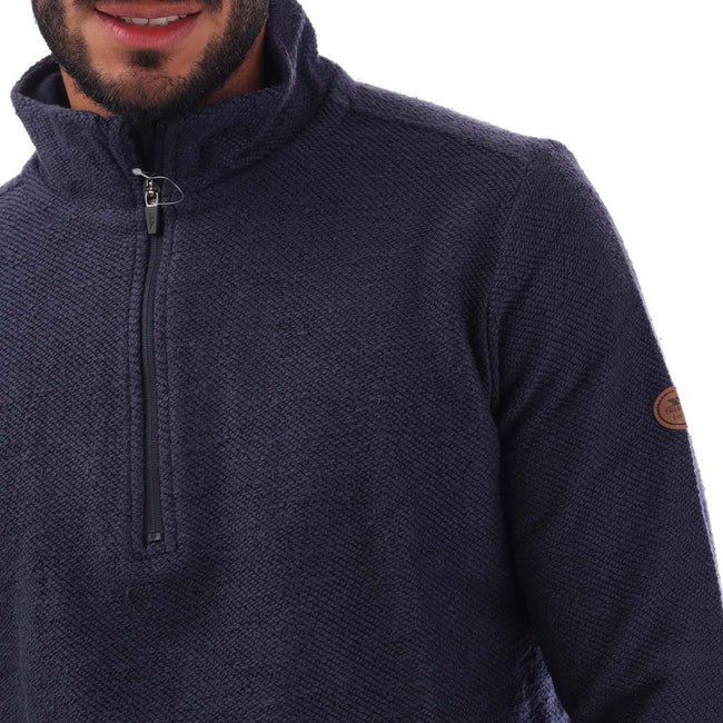 Navy - Side - Trespass Mens Taddingly Half Zip Fleece Top