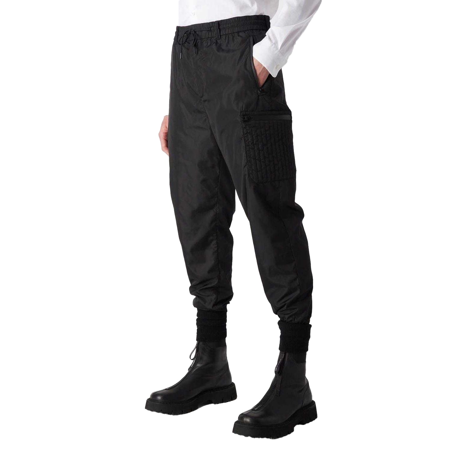 Black - Side - Emporio Armani Mens Elasticated Waist Trousers