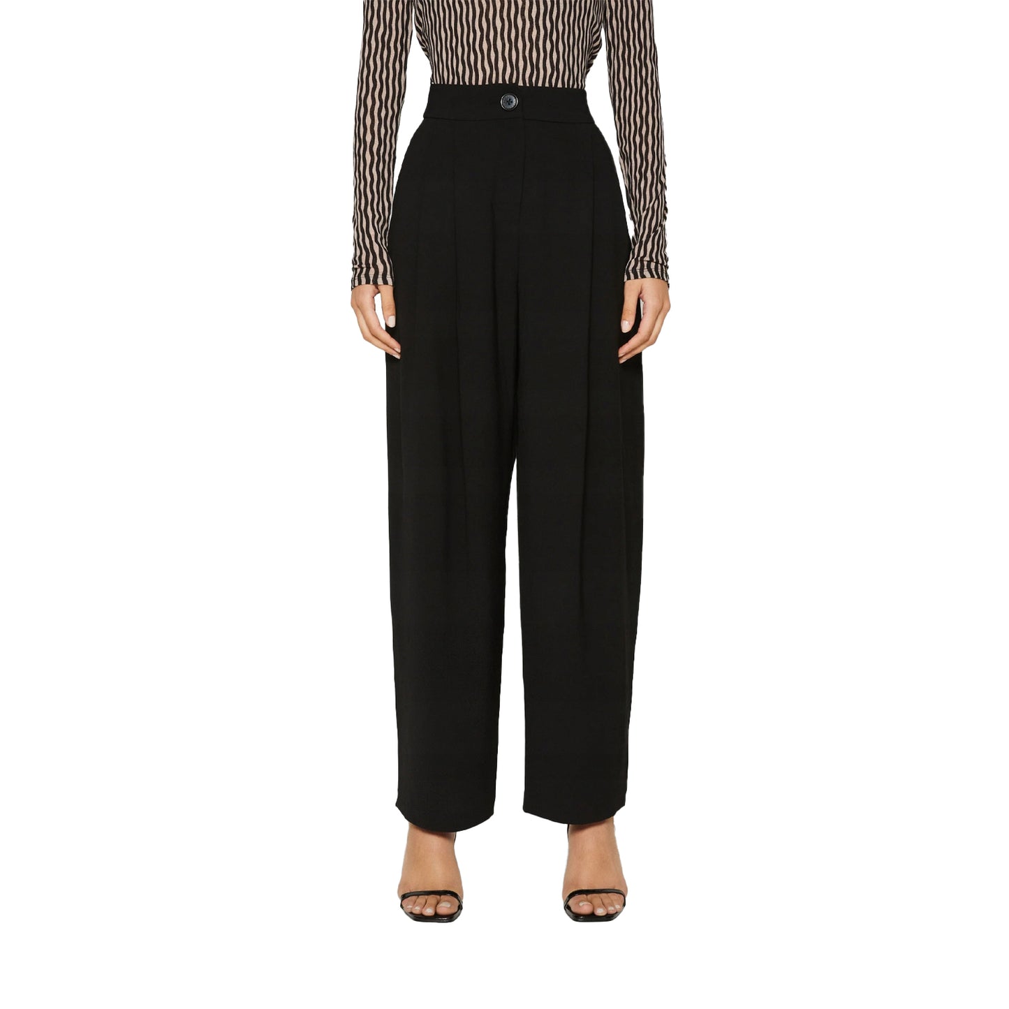 Black - Side - Armani Exchange Womens-Ladies Pleated Trousers