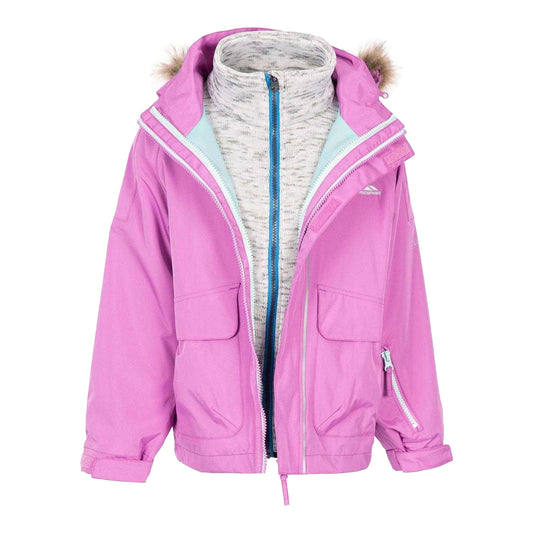 Pink - Front - Trespass Childrens-Kids Outshine 3 in 1 Waterproof Jacket