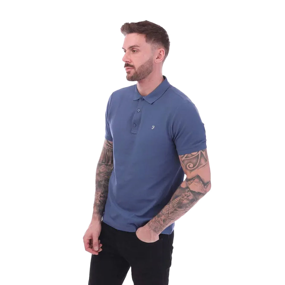 Blue - Side - Farah Unisex Adult Hudson Polo Shirt