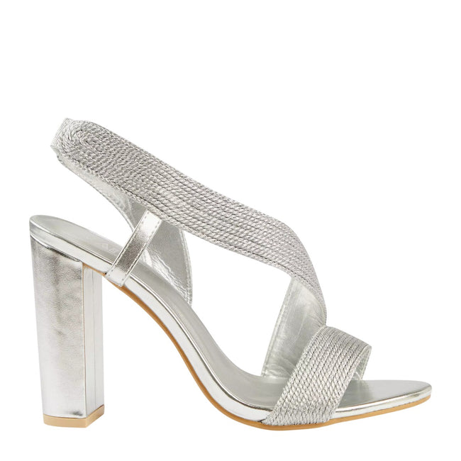 Silver - Front - Where´s That From Womens-Ladies Crossover Strap Block Heel Sandals