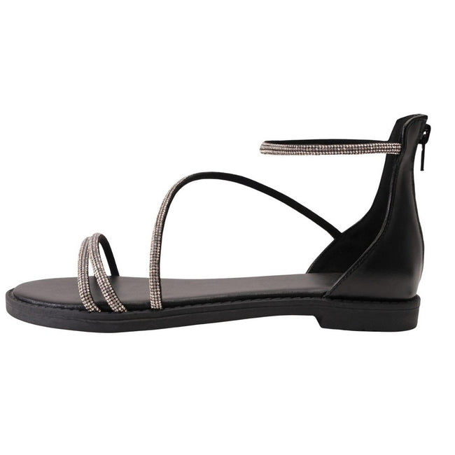 Black - Back - Where´s That From Womens-Ladies Gladiator Sparkling Flat Sandals