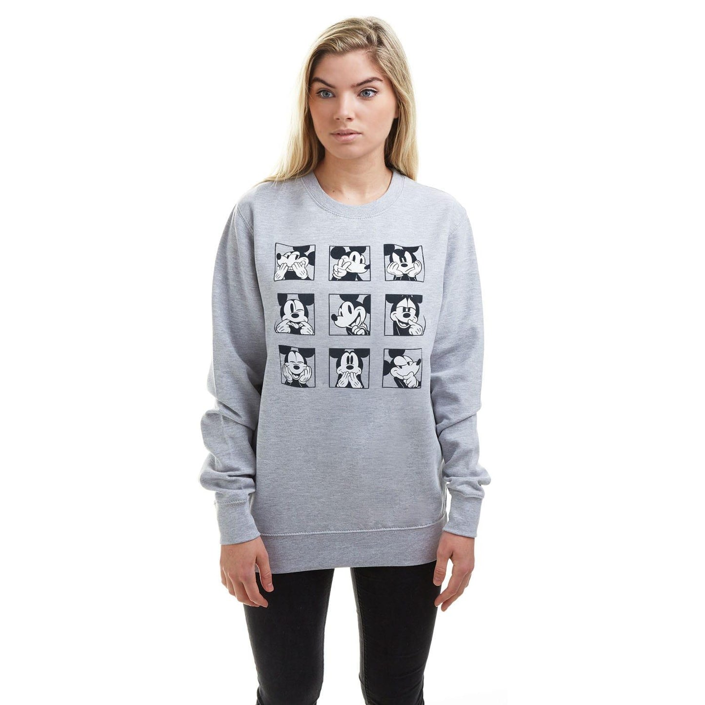 Grey-Black - Lifestyle - Disney Womens-Ladies Mickey Mouse Crew Neck Sweatshirt