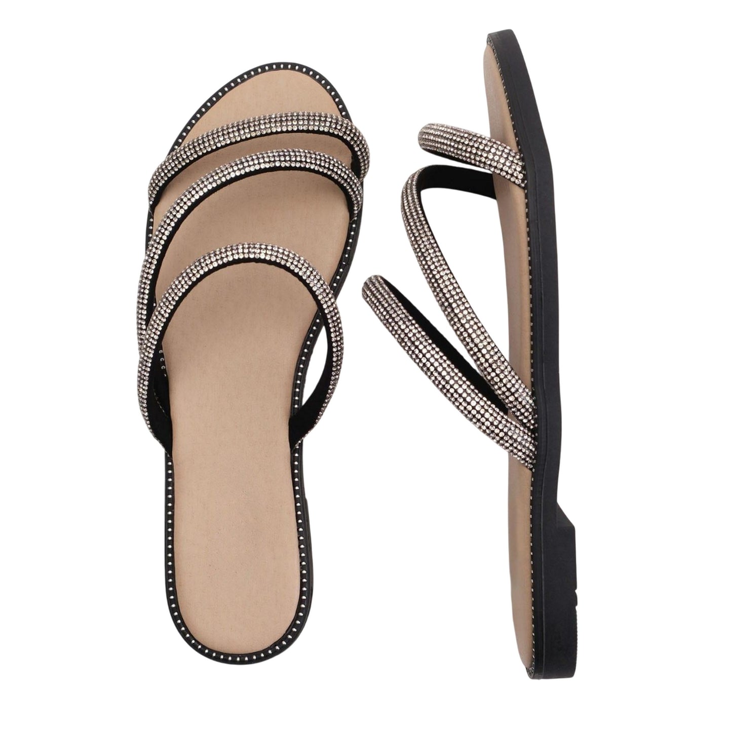 Black - Lifestyle - Where´s That From Womens-Ladies Sparkling Strappy Flat Sandals