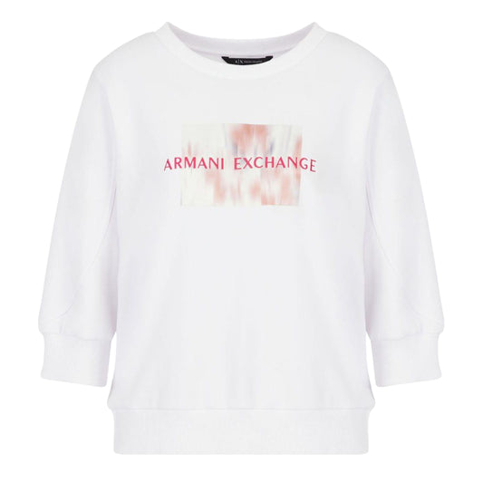White-White - Front - Armani Exchange Womens-Ladies Crew Neck Sweatshirt