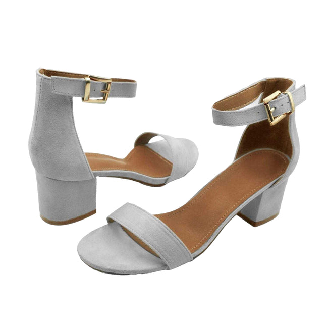 Light Grey - Pack Shot - Where´s That From Womens-Ladies Emani Strappy Mid High Block Sandals