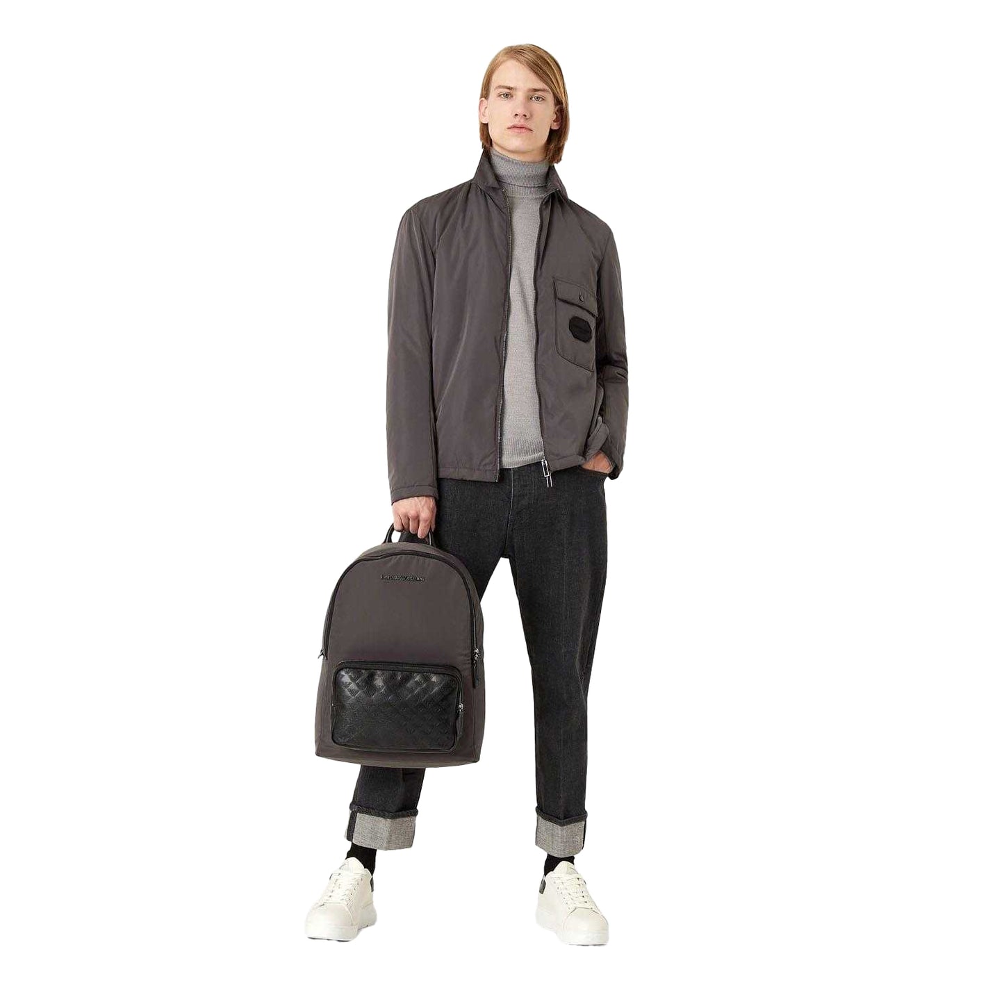 Grey - Lifestyle - Emporio Armani Mens Roll Neck Sweater Top