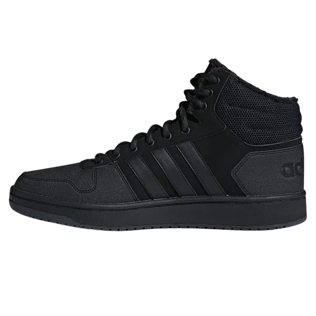 Black - Pack Shot - Adidas Mens Hoops 2.0 Mid Cut Trainers