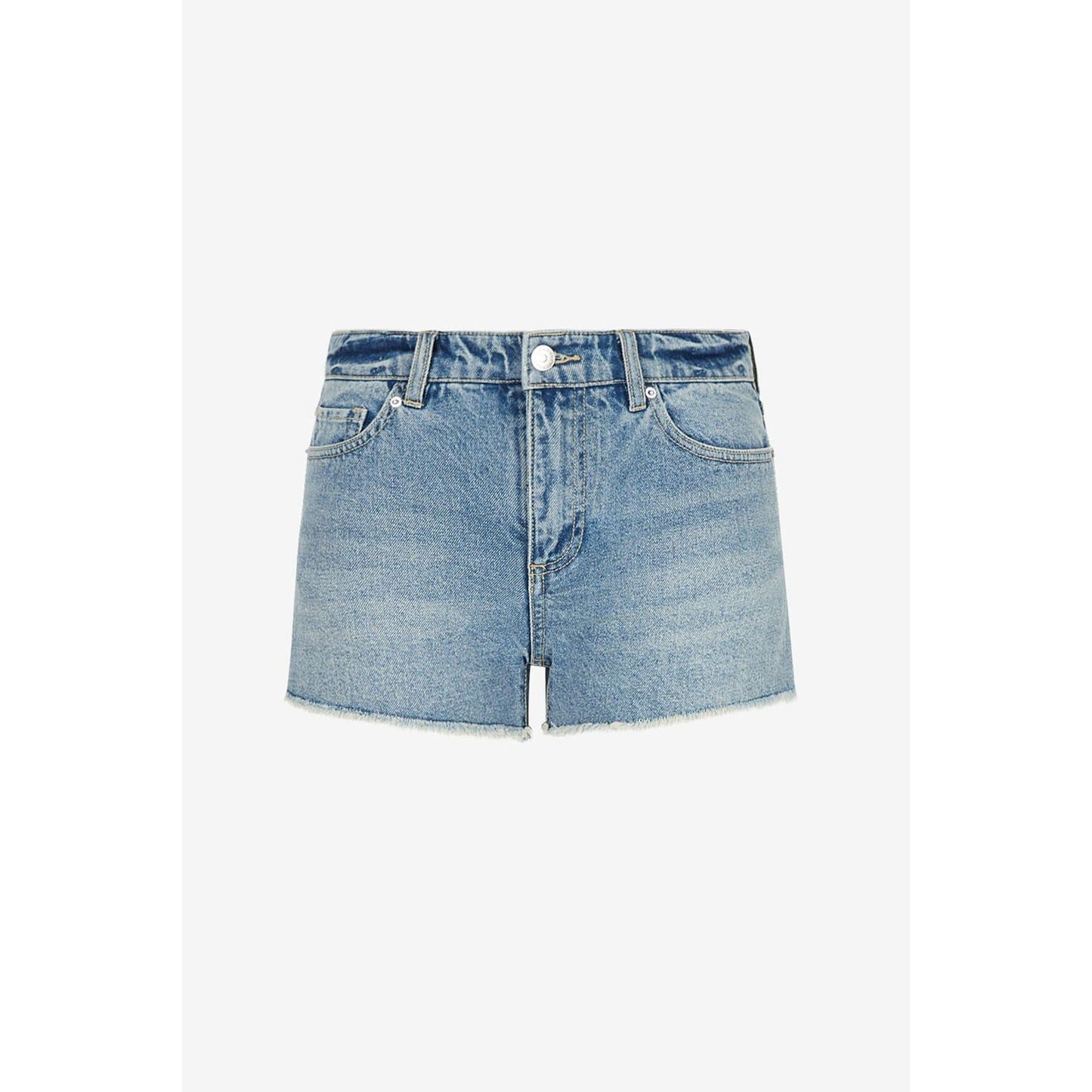 Indigo - Side - Armani Exchange Womens-Ladies J59 Denim Shorts