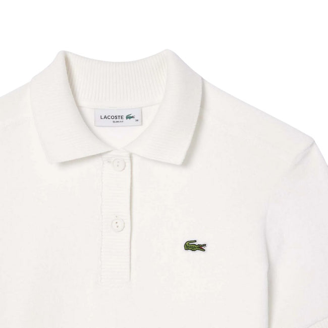 Cream - Back - Lacoste Womens-Ladies Terrycloth Slim Polo Shirt