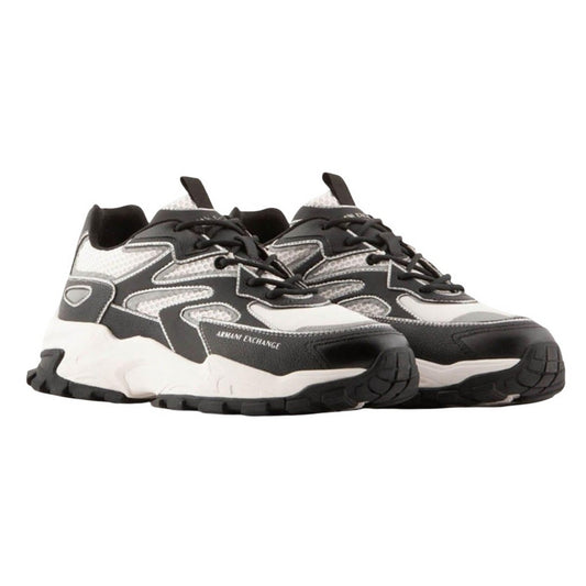 Black-White - Front - Armani Exchange Mens Trainers
