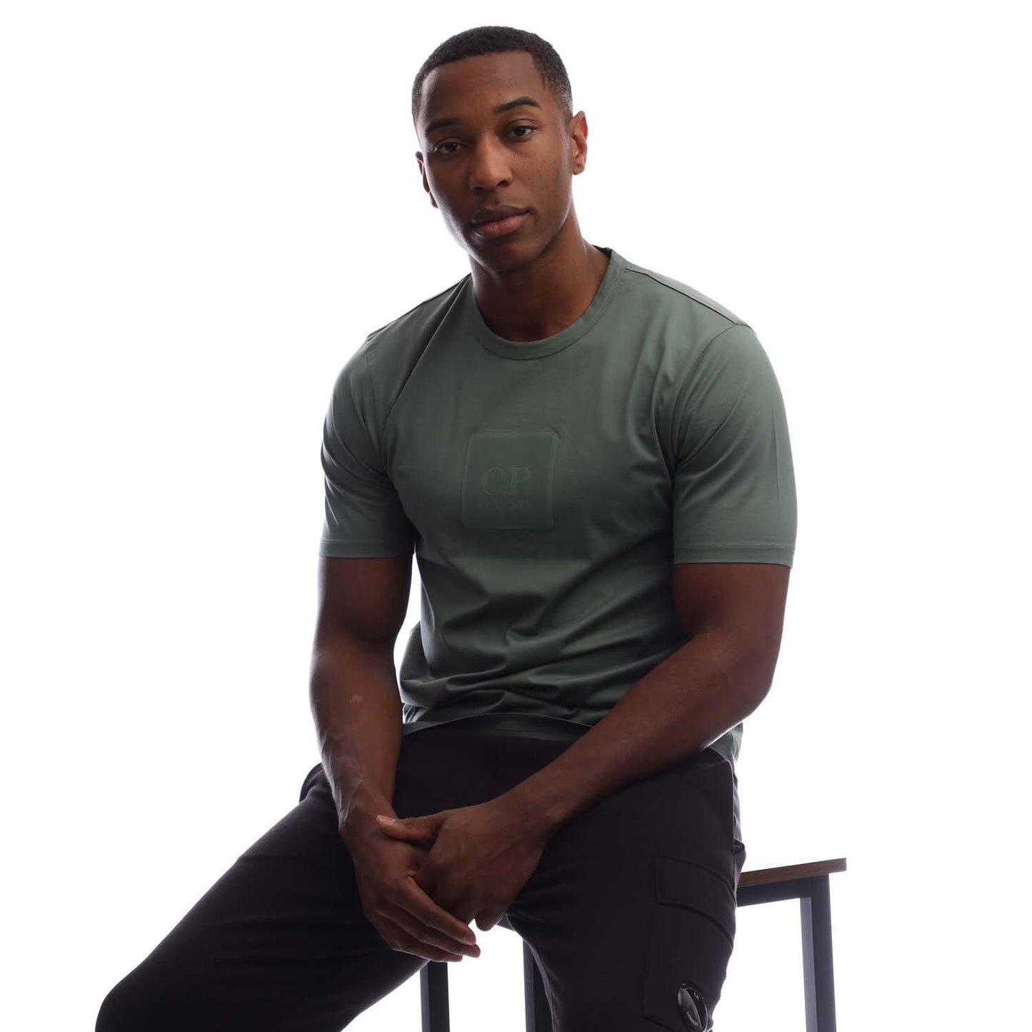 Green - Lifestyle - C.P. Company Mens Mercerised Cotton Badge T-Shirt