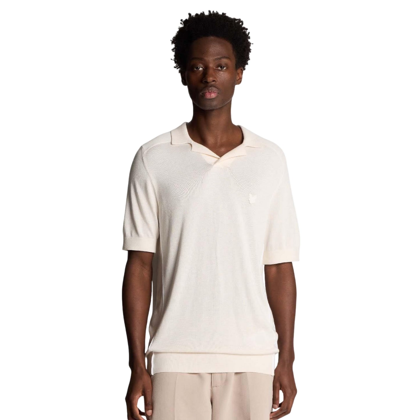White - Lifestyle - Lyle & Scott Mens Tipped Knitted Seamed Polo Shirt