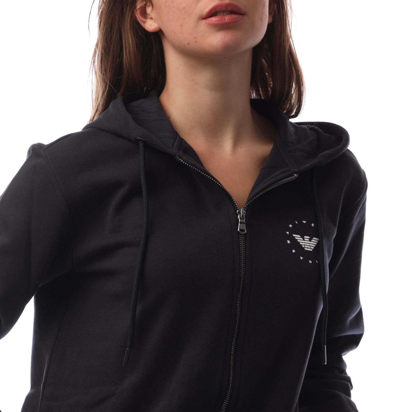 Navy - Side - Emporio Armani Womens-Ladies Full Zip Hoodie
