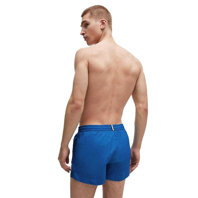Blue - Back - Boss Mens Mooneye Logo Swim Shorts