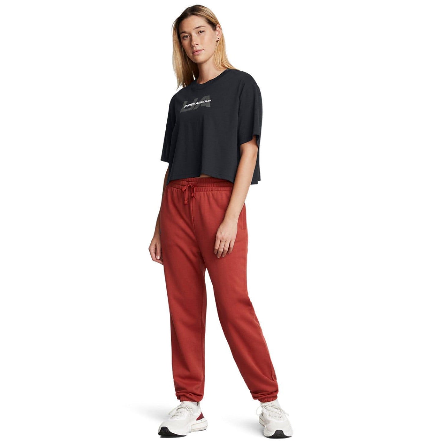 Orange - Pack Shot - Under Armour Womens-Ladies Rival Terry Jogging Bottoms