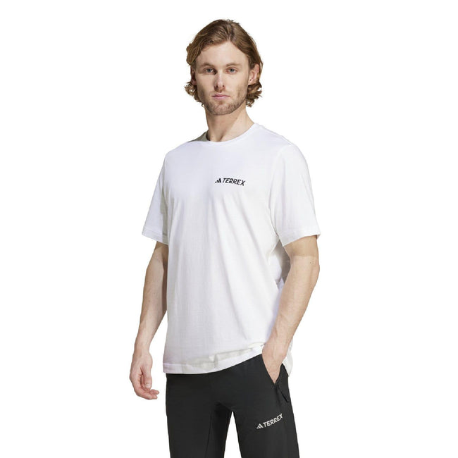 White - Side - Adidas Mens Terrex Mountain Graphic T-Shirt