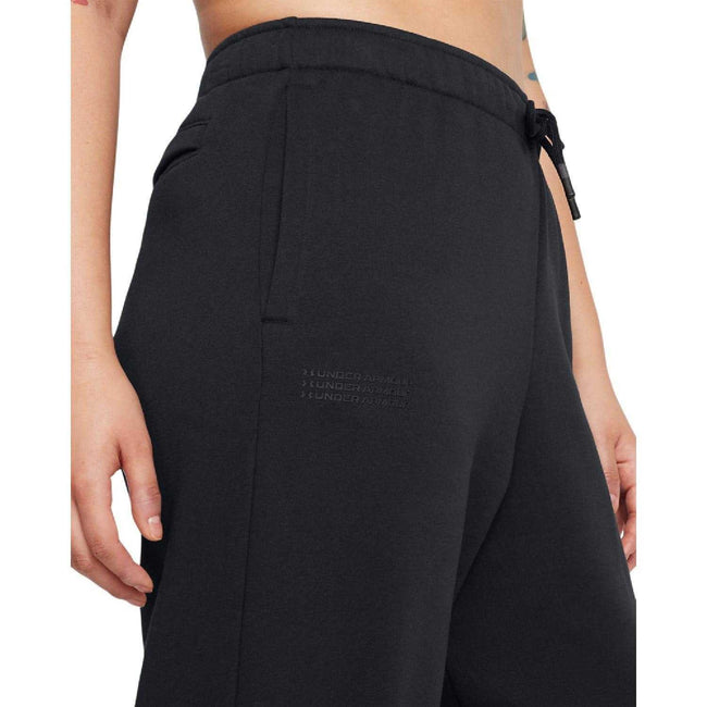Black - Side - Under Armour Womens-Ladies Wordmarks Fleece Icon Oversized Jogging Bottoms
