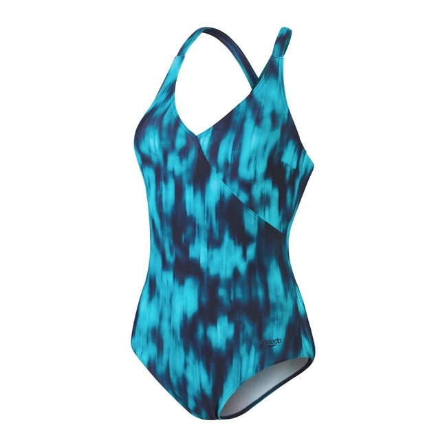 Blue Navy - Front - Speedo Womens-Ladies Lexi Tie Dye One Piece Swimsuit