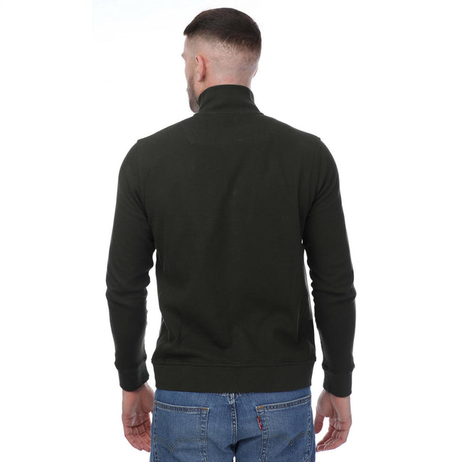 Khaki Green - Back - Mercery Mens Amonwoods Waffle Full Zip Sweatshirt