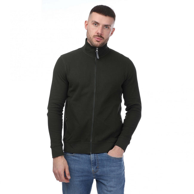 Khaki Green - Front - Mercery Mens Amonwoods Waffle Full Zip Sweatshirt