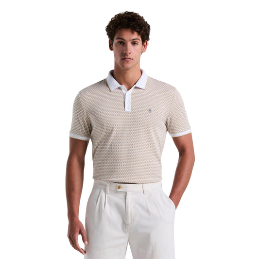 Cream - Front - Original Penguin Mens Mini Jacquard Polo Shirt